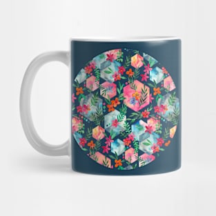 Whimsical Hexagon Garden on black Mug